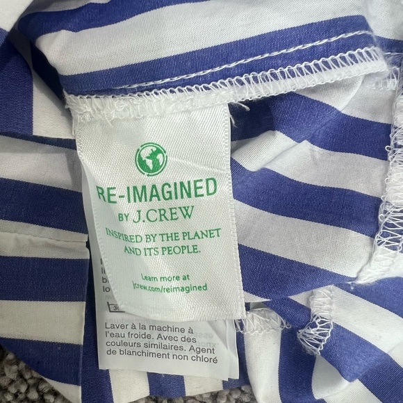 J. Crew One Shoulder Ruffle Jumpsuit Blue White Stripe 100% Cotton Size US 4 - Picture 15 of 16